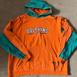 Vintage Retro Orange and Teal Miami Dolphins Hoodie